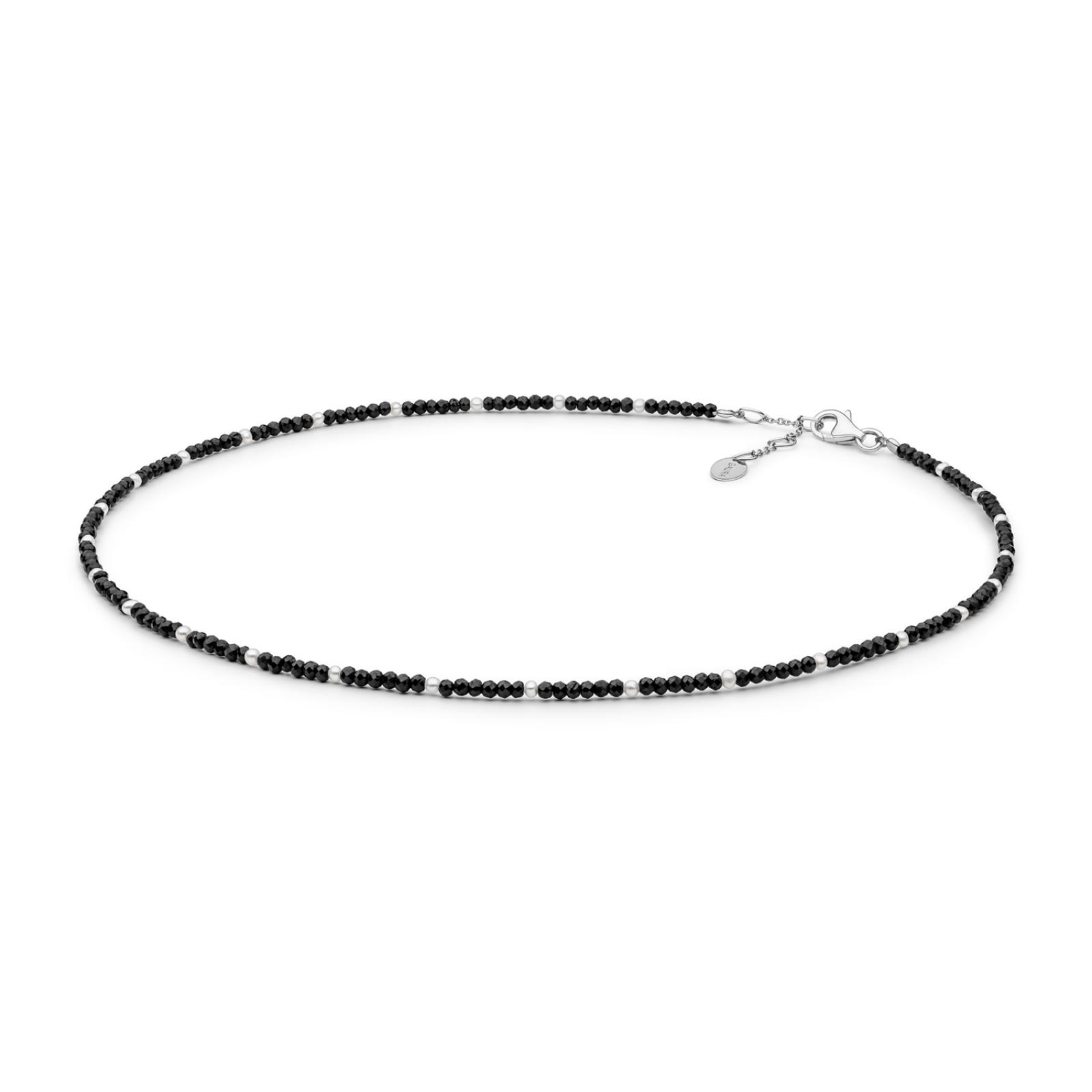 Colier Cu Perle Naturale Si Spinel Negru Cu Argint Diamanti G