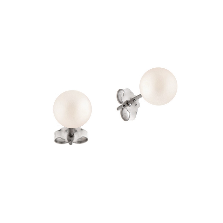 Cercei din aur alb 18K cu perle, model Orsini 00256BL-02