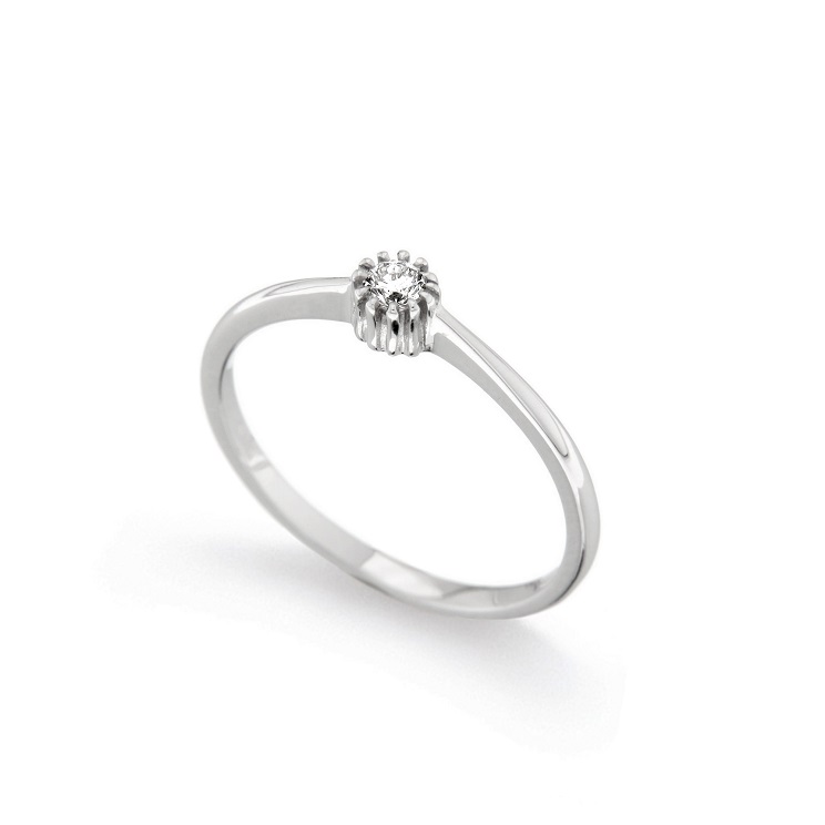 Inel de logodna din aur alb 18K cu diamant 0,10 ct, model Orsini 01011-10