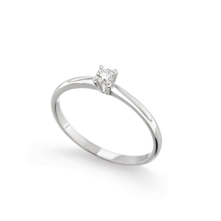 Inel de logodna din aur alb 18K cu diamant 0,05 ct, model Orsini 01012-05