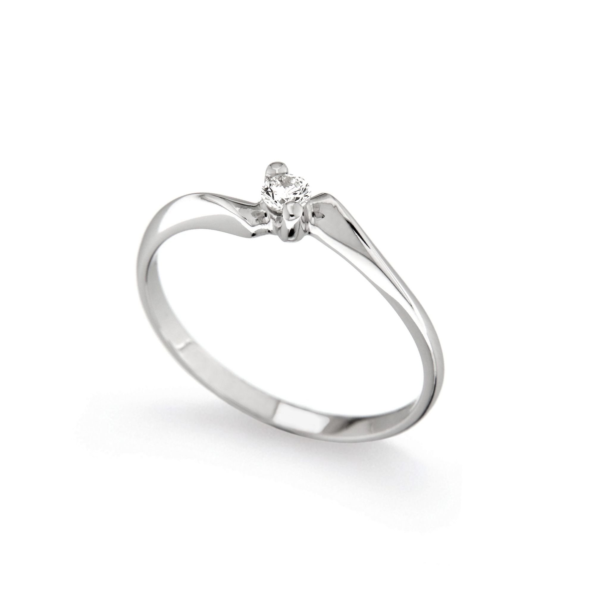 Inel de logodna din aur alb 18K cu diamant 0,10 ct, model Orsini 01013-10