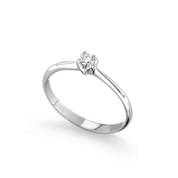 Inel de logodna din aur alb 18K cu diamant 0,10 ct, model Orsini 01016-10