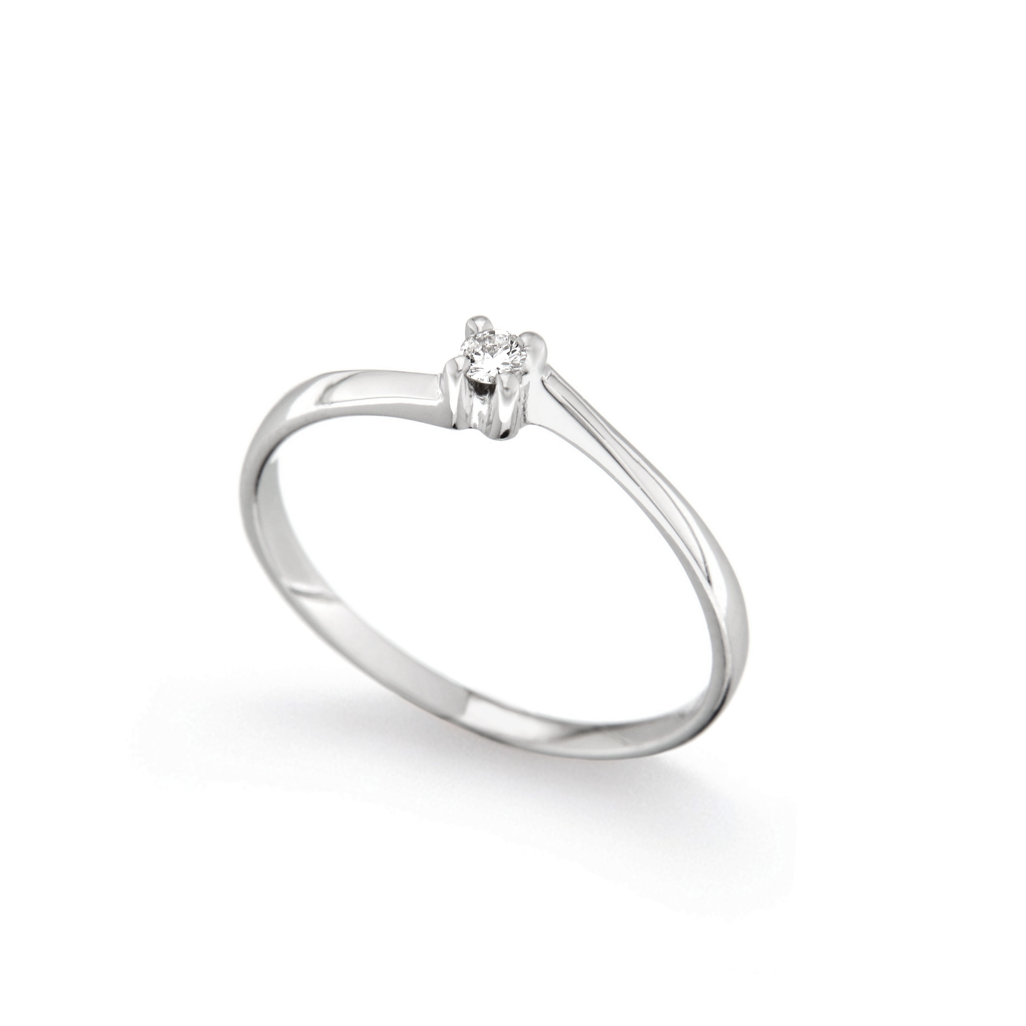 Inel de logodna din aur alb 18K cu diamant 0,05 ct, model Orsini 01023-05