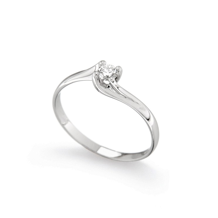Inel de logodna din aur alb 18K cu diamant 0,15 ct, model Orsini 01027-15