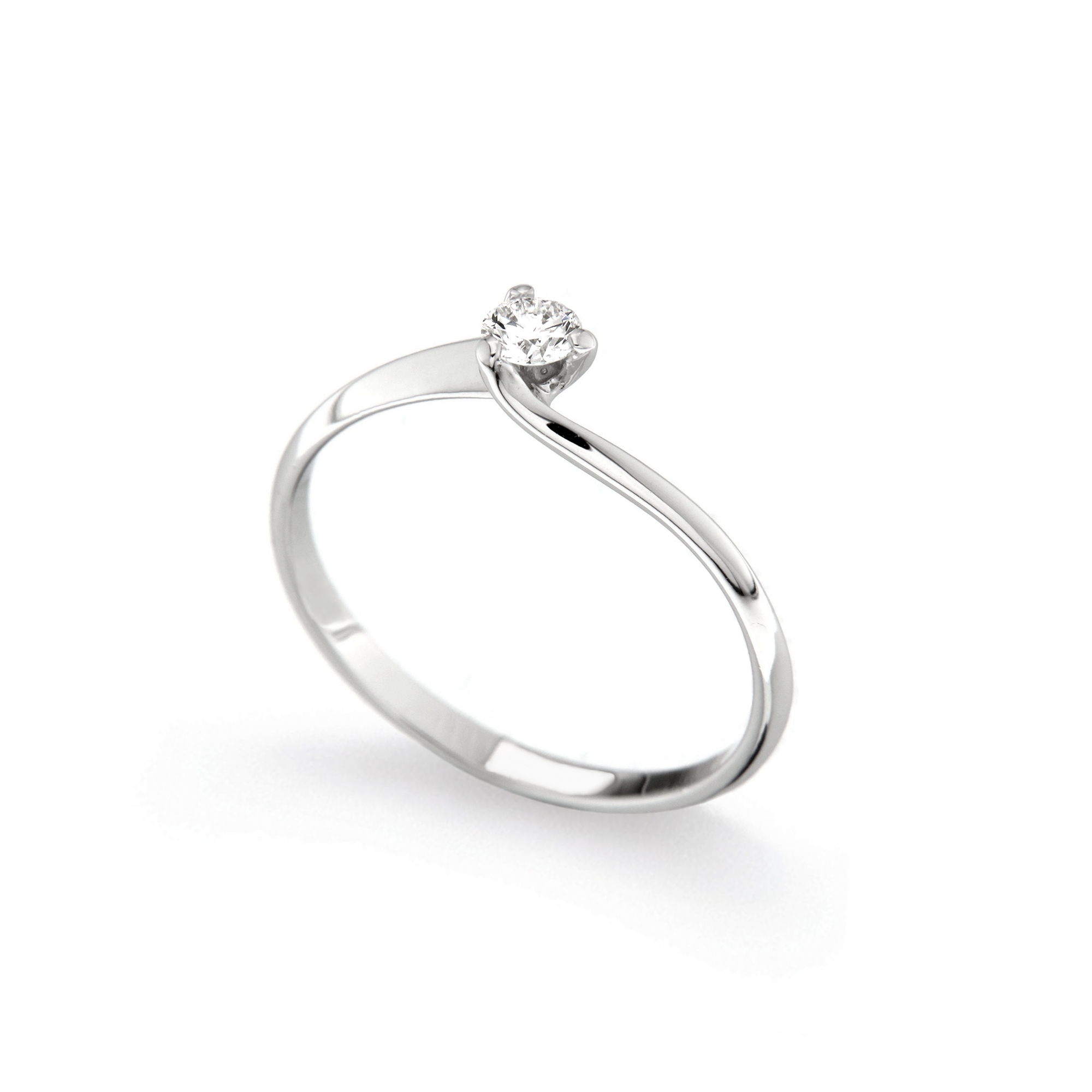 Inel de logodna din aur alb 18K cu diamant 0,15 ct, model Orsini 01028-15