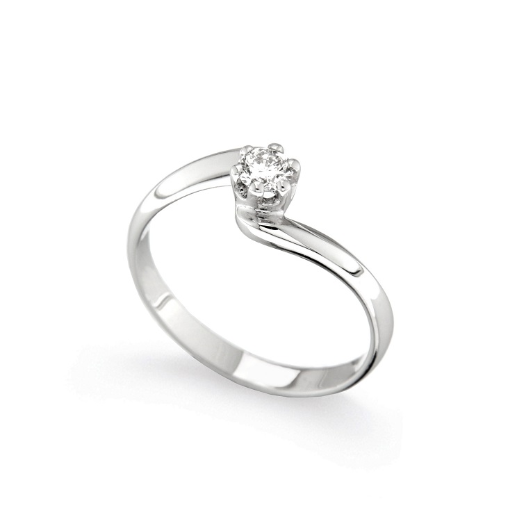 Inel de logodna din aur alb 18K cu diamant 0,20 ct, model Orsini 01032-20
