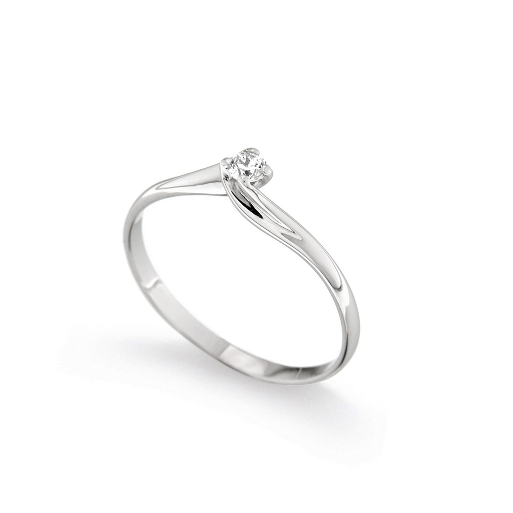 Inel de logodna din aur alb 18K cu diamant 0,05 ct, model Orsini 01039-05