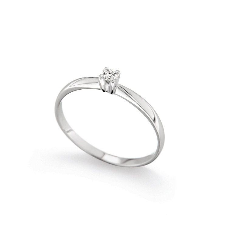 Inel de logodna din aur alb 18K cu diamant 0,05 ct, model Orsini 01040-05
