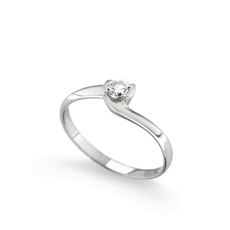 Inel de logodna din aur alb 18K cu diamant 0,20 ct, model Orsini 01042-20