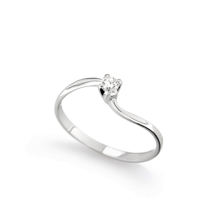Inel de logodna din aur alb 18K cu diamant 0,10 ct, model Orsini 01056-10