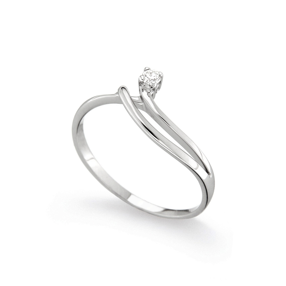 Inel de logodna din aur alb 18K cu diamant 0,04 ct, model Orsini 2330G
