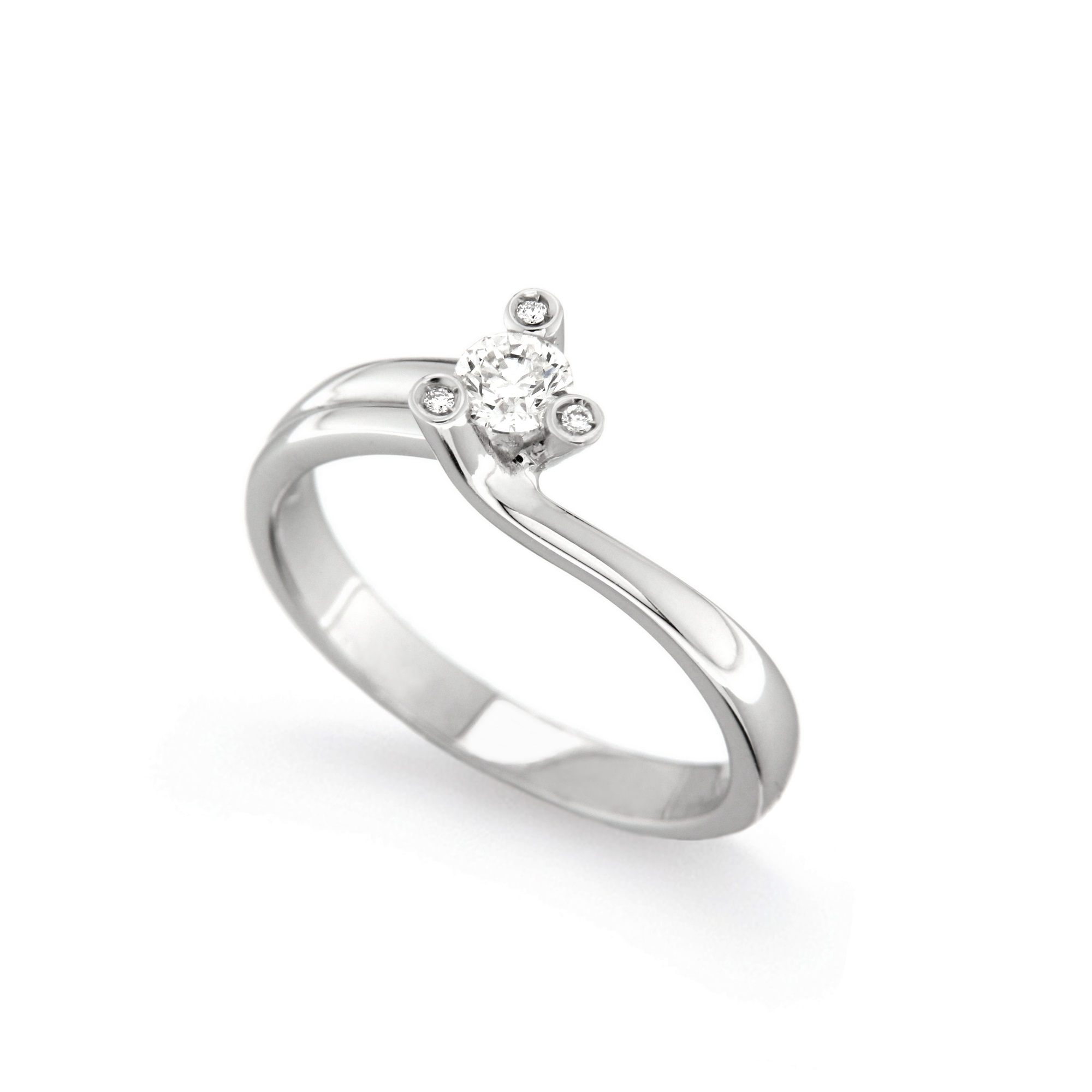 Inel de logodna din aur alb 18K cu diamante 0,25 ct, model Orsini 2397G