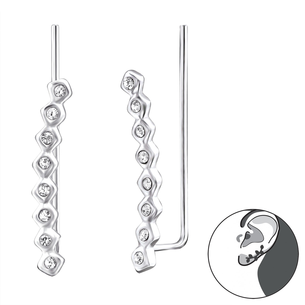 Cercei ear cuffs din argint cu cristale model DiAmanti DIA24573