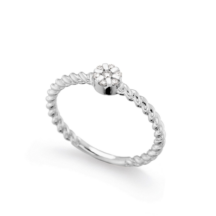 Inel de logodna din aur alb 18K cu diamante 0,06 ct, model Orsini 2722G