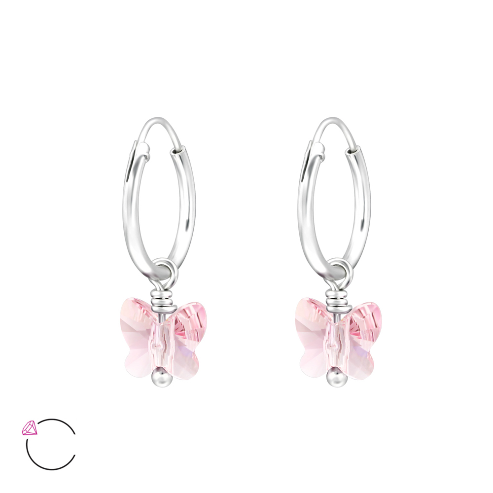 Cercei rotunzi din argint cu fluturas din cristal Swarovski model DiAmanti DIA29470