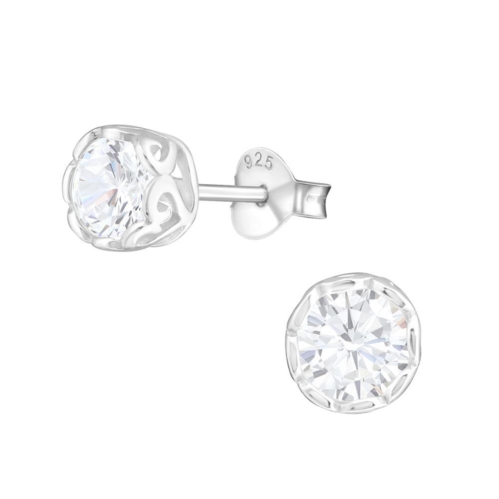 Cercei din argint model solitaire cu zirconii 5 mm DiAmanti DIA14417