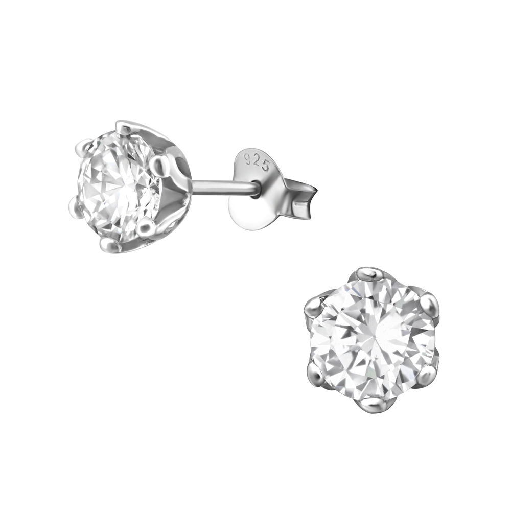 Cercei din argint model solitaire cu zirconii 6 mm DiAmanti DIA17272