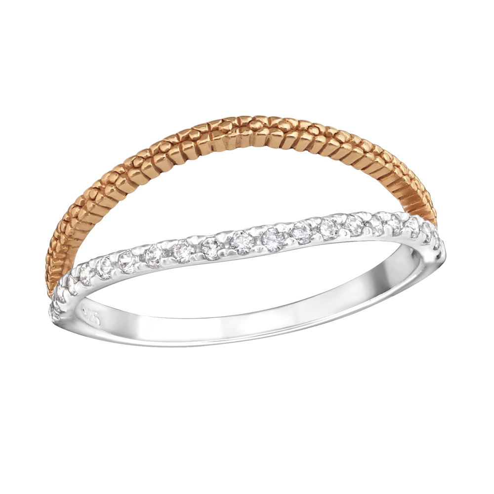 Inel din argint placat partial cu aur roz 14K model DiAmanti DIA23271