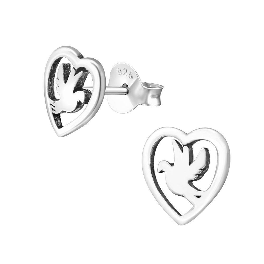 Cercei din argint inimioara cu pasare model DiAmanti DIA24790