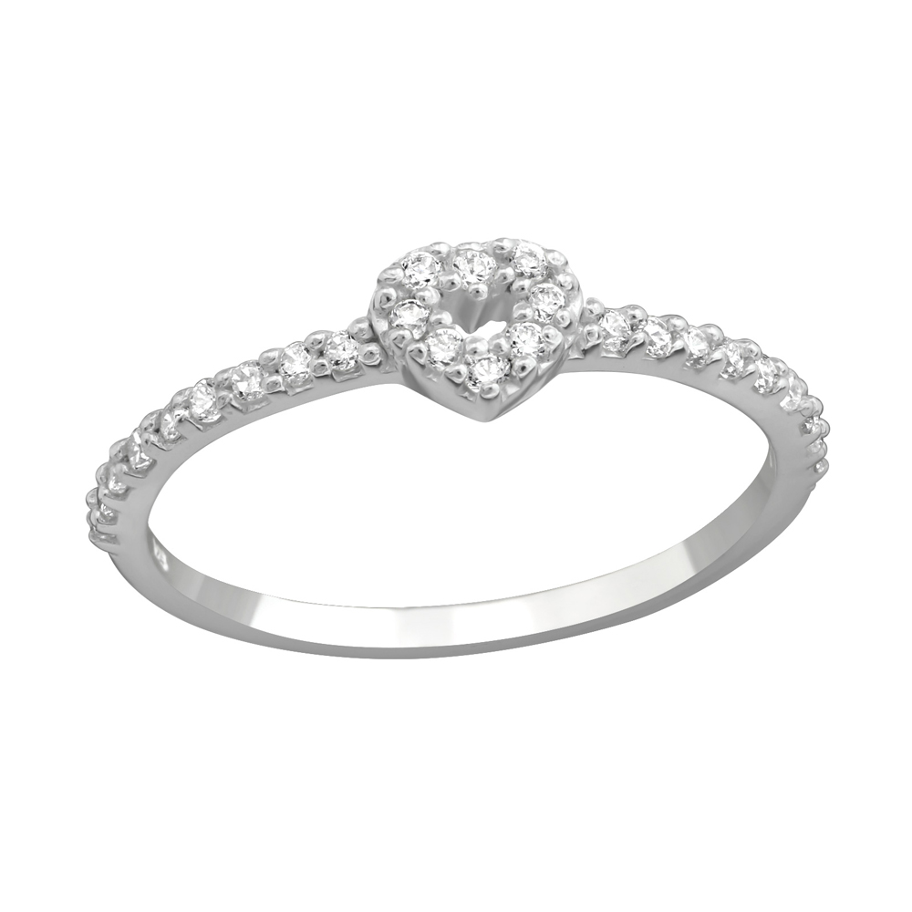 Inel din argint cu zirconii model inimioara DiAmanti DIA25223