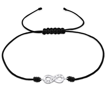 Bratara pe snur cu pandantiv infinity din argint cu zirconii model DiAmanti DIA25485