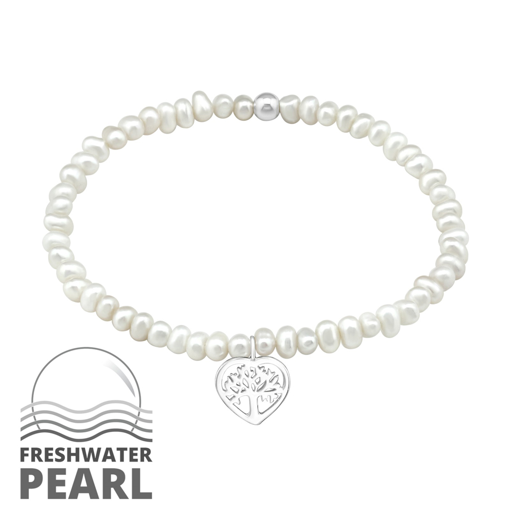Bratara din perle naturale cu pandantiv inima copacul vietii din argint model DiAmanti DIA29437
