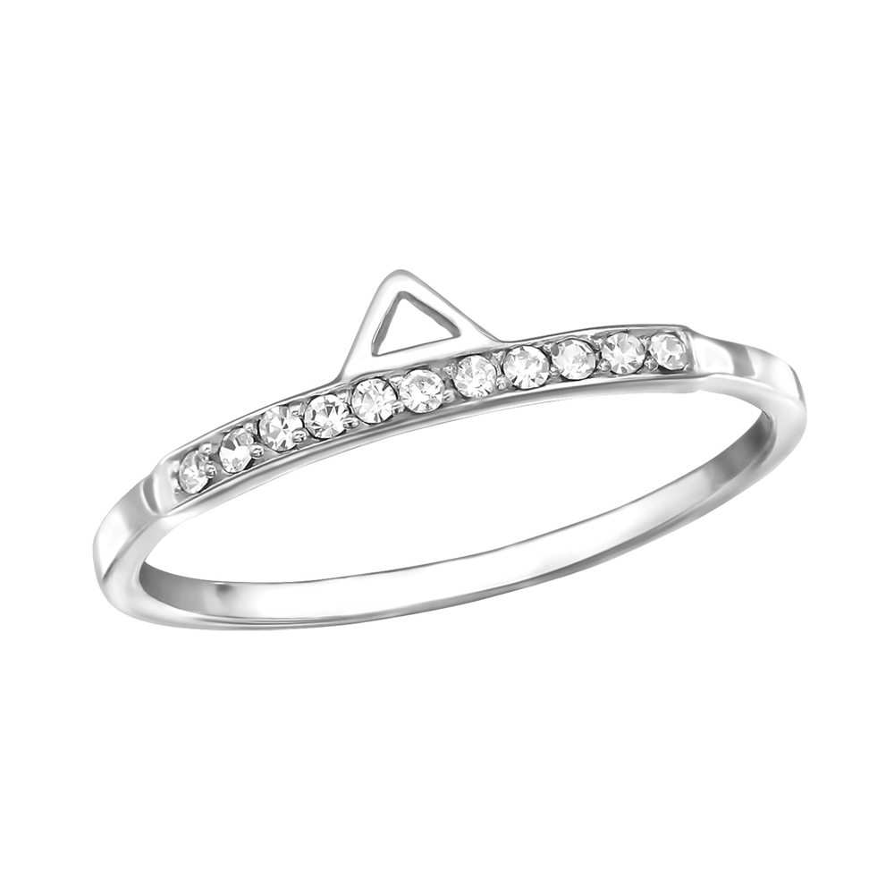 Inel din argint model cu triunghi si zirconii DiAmanti DIA30628