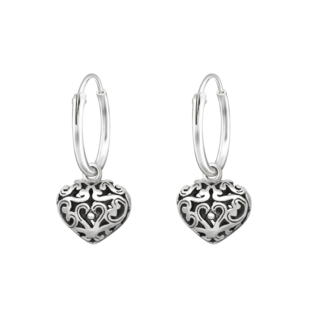 Cercei rotunzi din argint cu inimioara model DiAmanti DIA32138