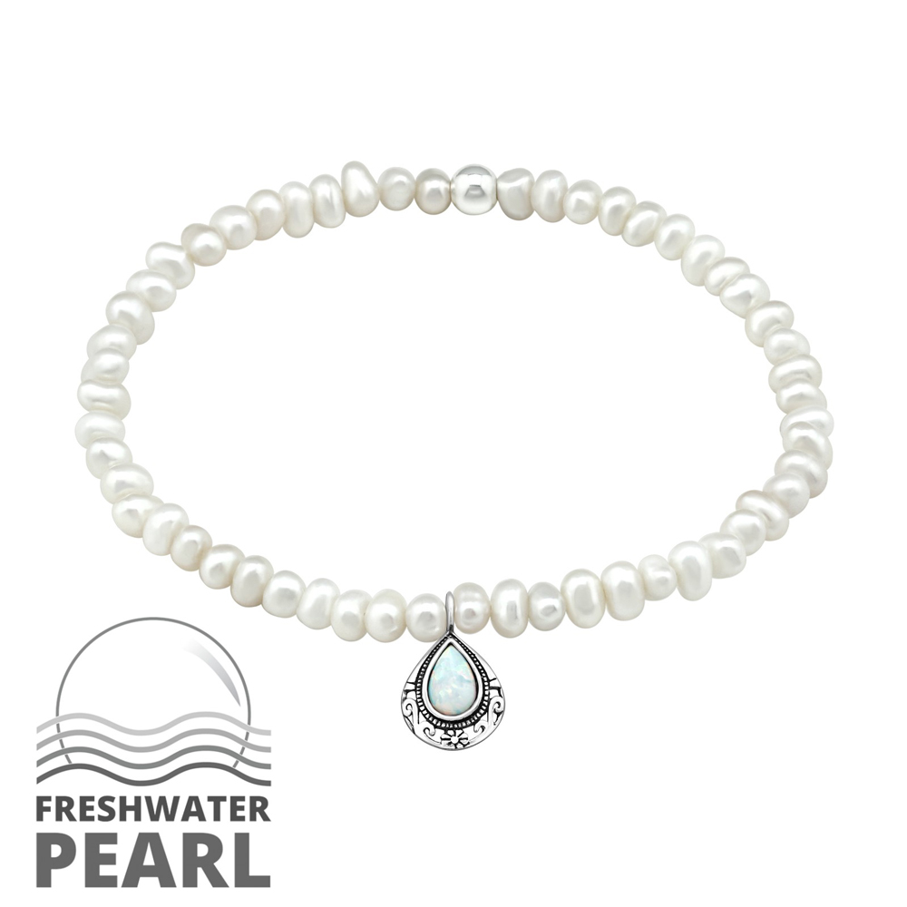 Bratara din perle naturale cu pandantiv din argint cu opal model DiAmanti DIA32436