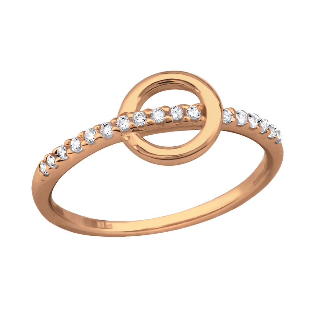 Inel half eternity cu cerc din argint placat cu aur roz cu zirconii model DiAmanti DIA37103