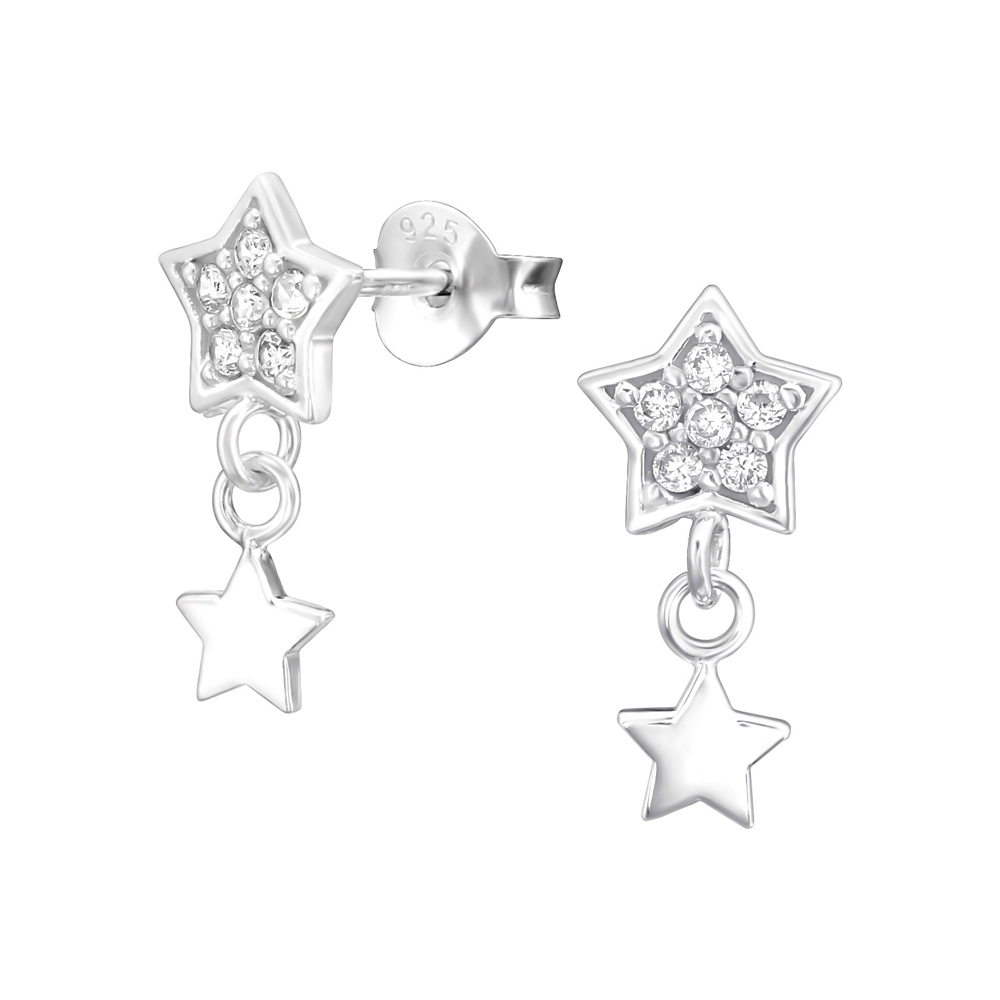 Cercei din argint cu zirconii model stelute DiAmanti DIA37196