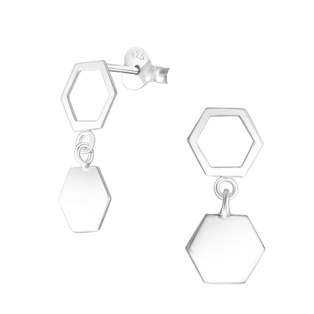 Cercei din argint model geometric hexagoane DiAmanti DIA37757