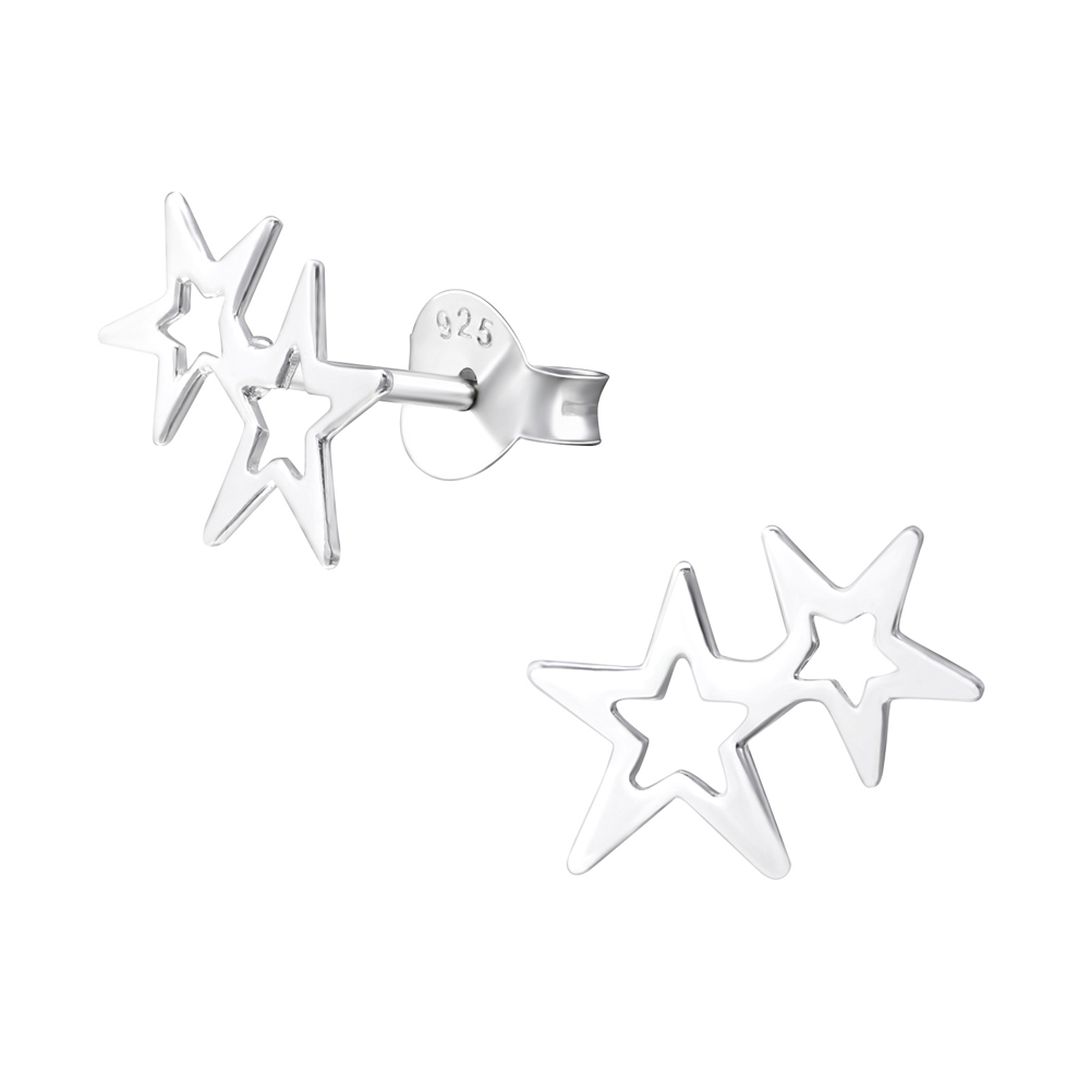 Cercei din argint in forma de stelute model DiAmanti DIA38090