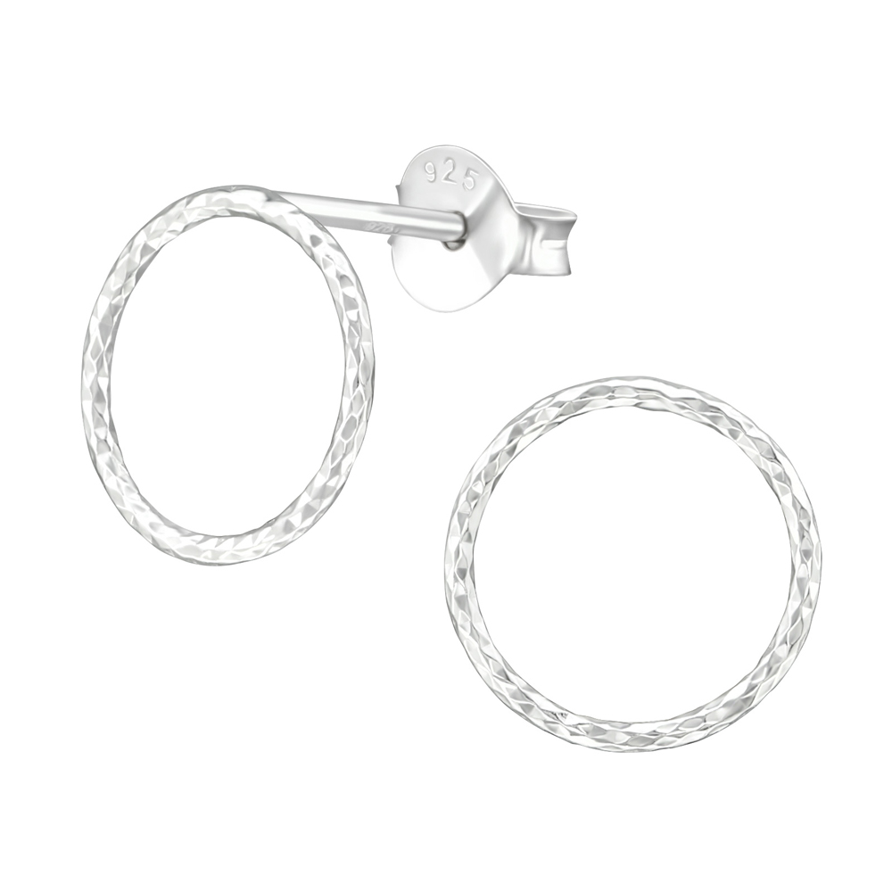 Cercei din argint in forma de cerc fatetat model DiAmanti DIA38485