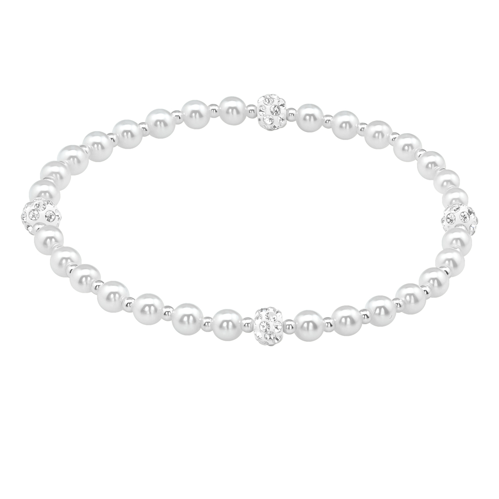 Bratara din argint cu perle sintetice si zirconii model DiAmanti DIA39624