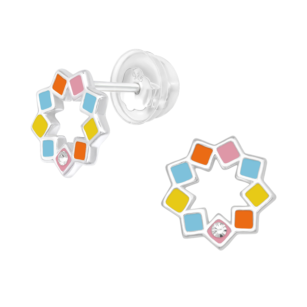 Cercei din argint floare geometrica model DiAmanti DIA40057