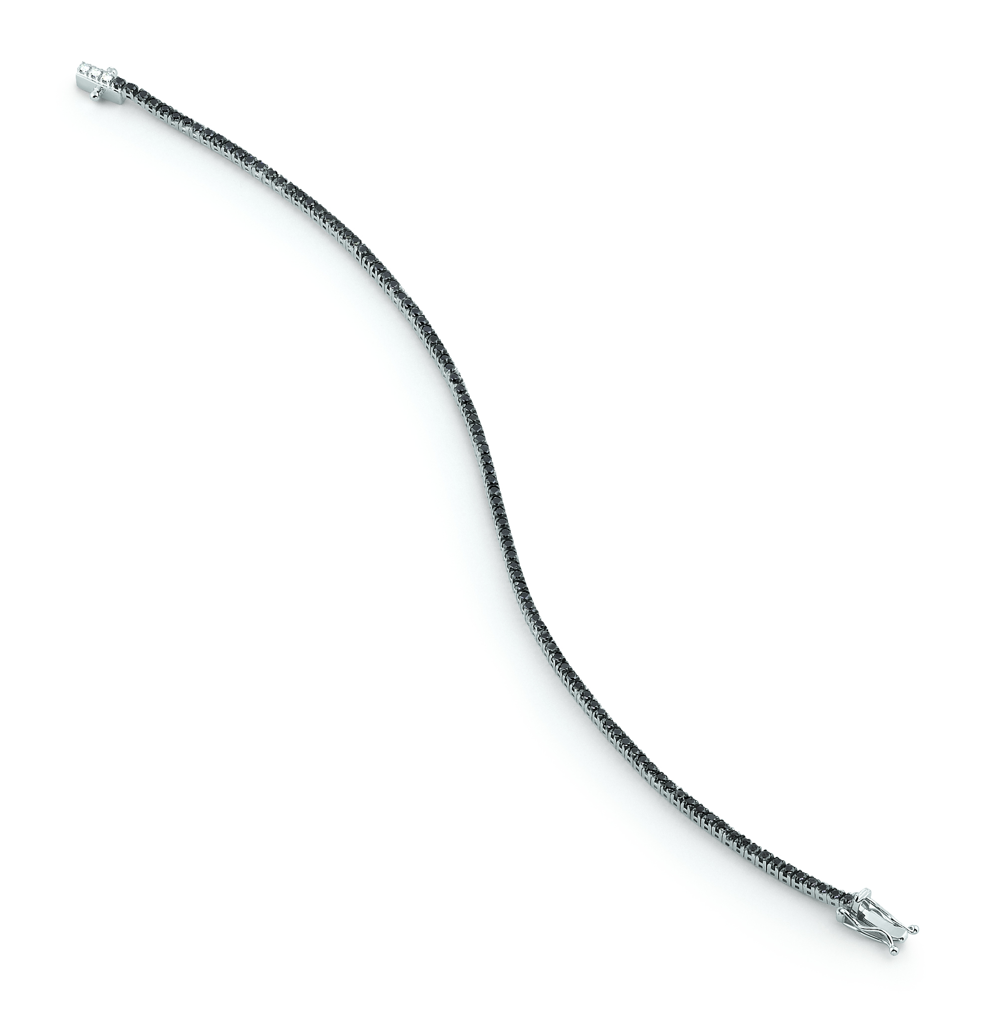 Bratara tennis din aur alb 18K cu diamante negre 0,60 ct, model Orsini BR0084ND
