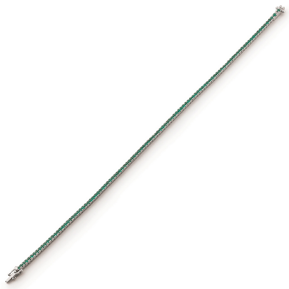 Bratara tennis din aur alb 18K cu smaralde 1,20 ct, model Orsini BR0111S
