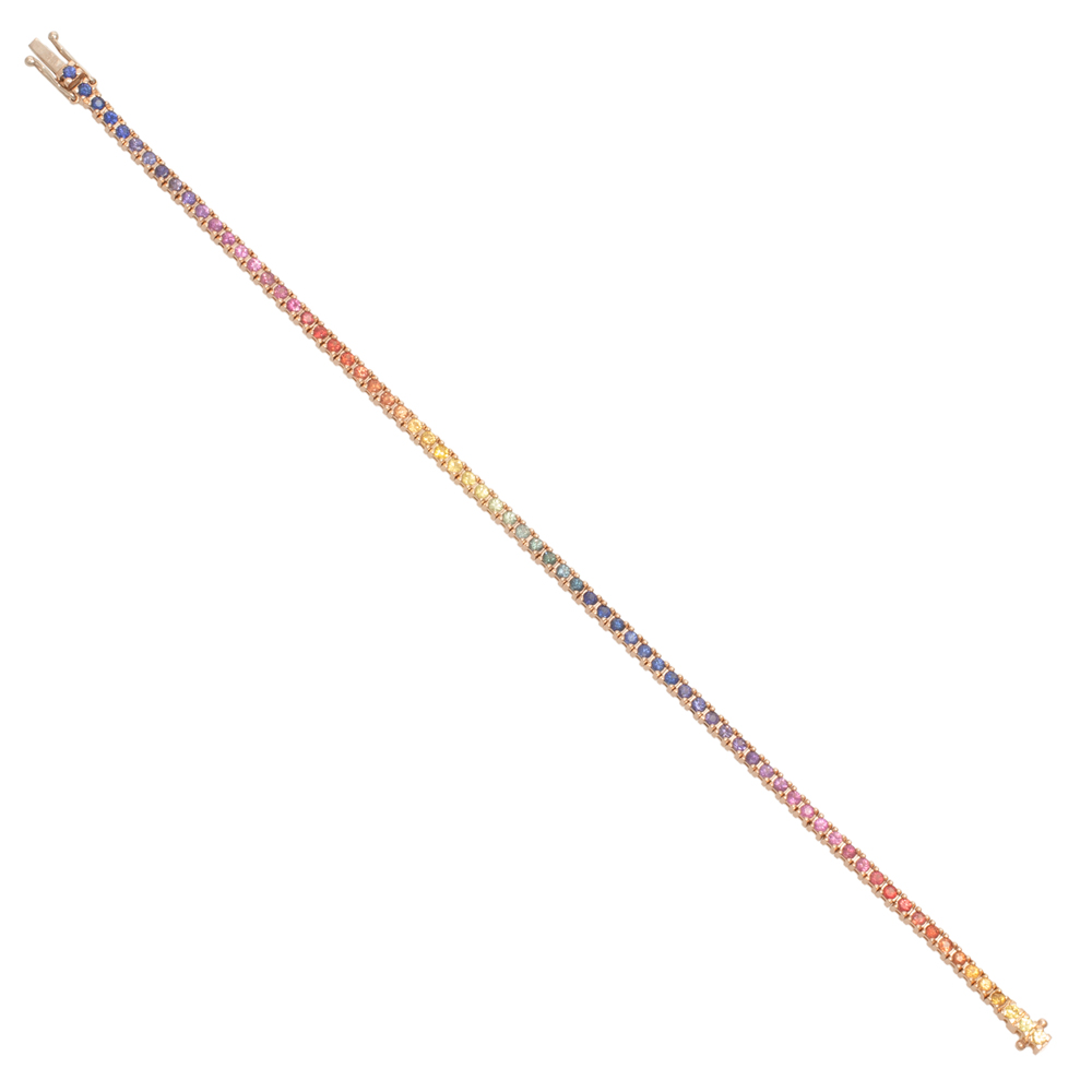 Bratara tennis din aur roz 18K cu safire multicolore 2,97 ct, model Orsini BR0187-ZM