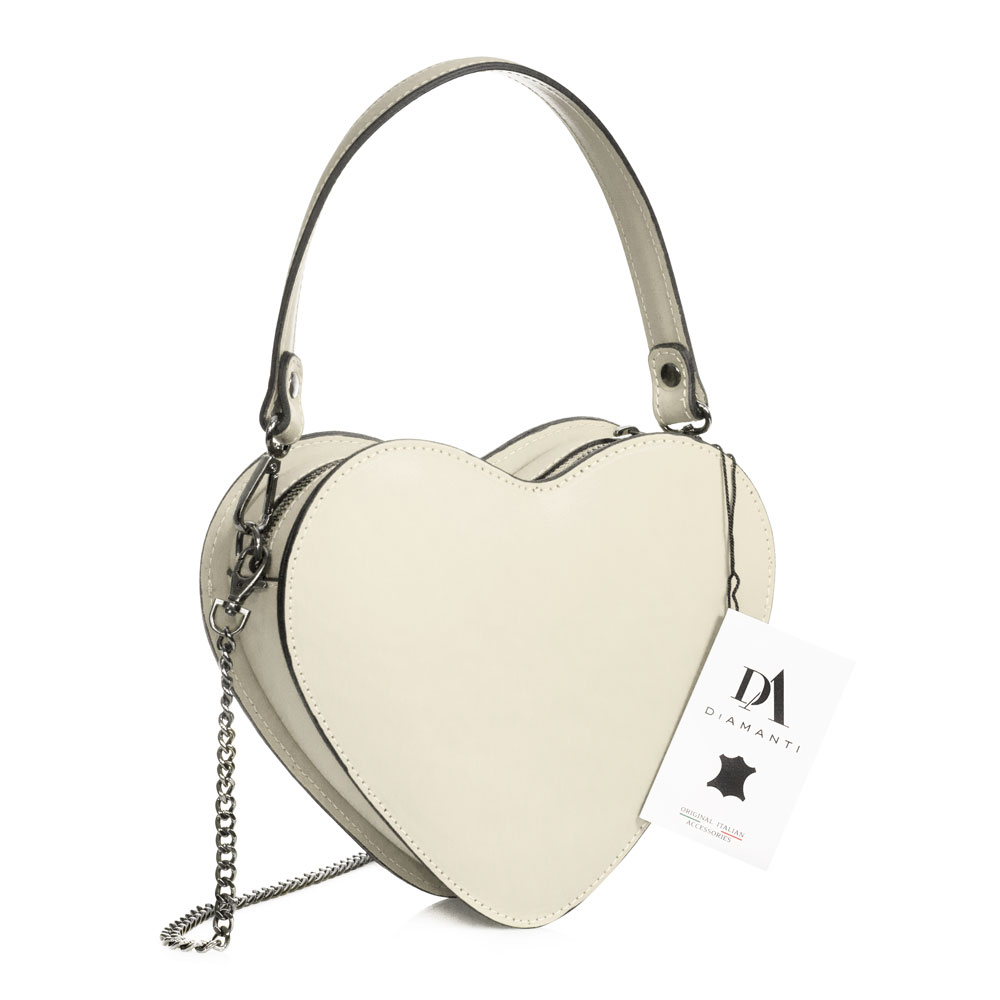 Geanta dama din piele naturala DiAmanti Cuore Beige