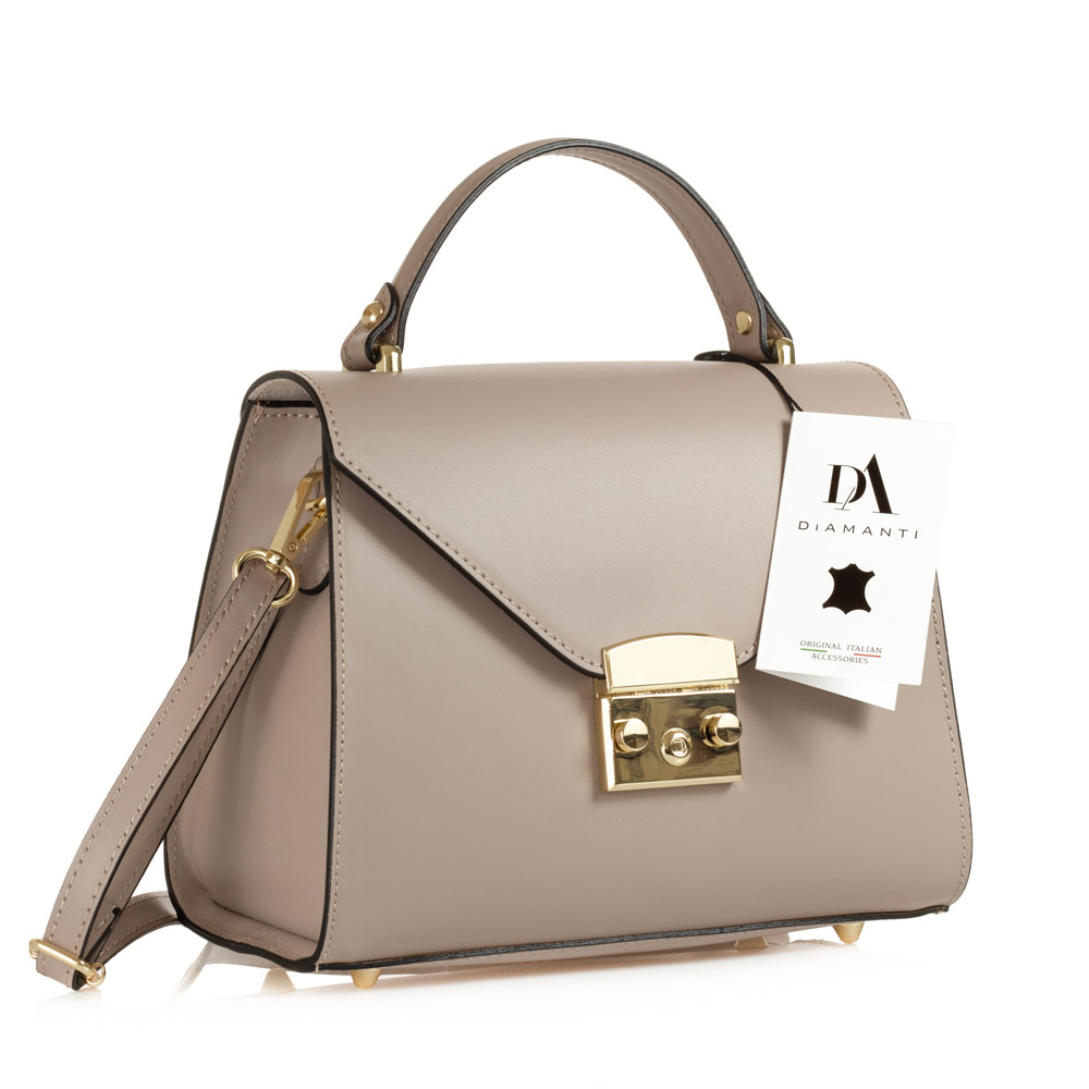 Geanta dama din piele naturala DiAmanti Ancona Rose Taupe