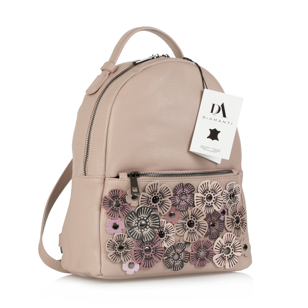 Rucsac dama din piele naturala DiAmanti Calabria Rose Taupe