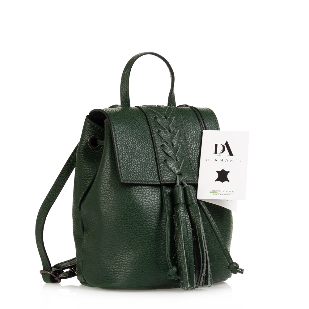 Rucsac dama din piele naturala DiAmanti Bellini Verde Scuro