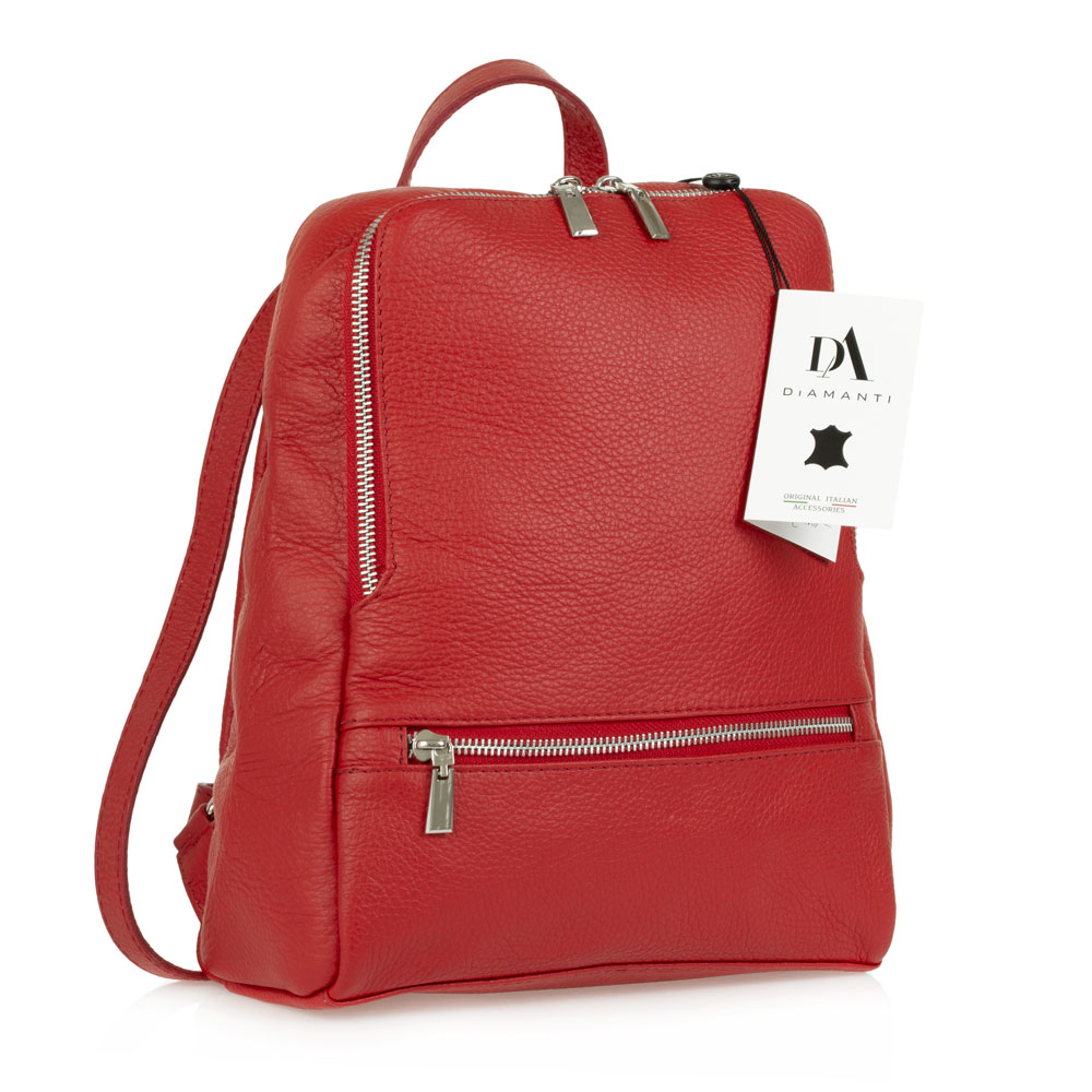 Rucsac dama din piele naturala DiAmanti Lugano Rosso