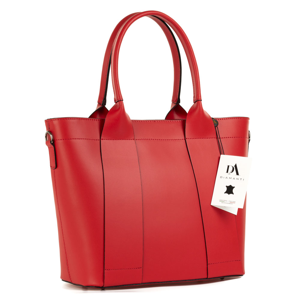 Geanta dama din piele naturala DiAmanti Thea Rosso