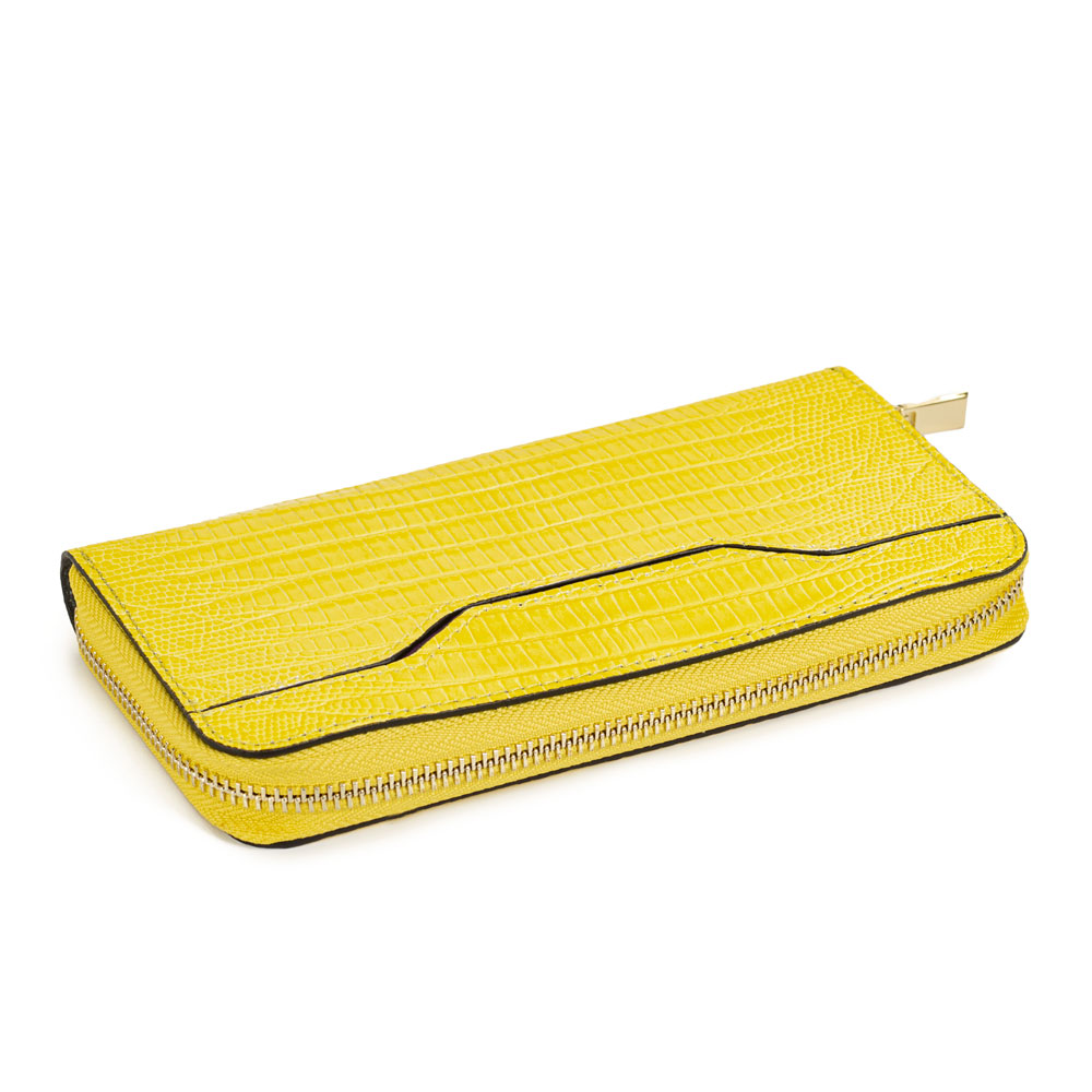 Portofel dama din piele naturala croco DiAmanti Briana Giallo