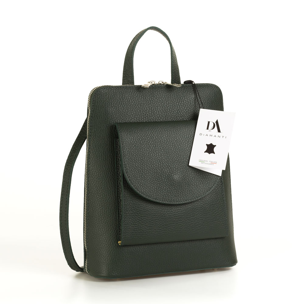 Rucsac dama din piele naturala DiAmanti Iris Verde Inchis
