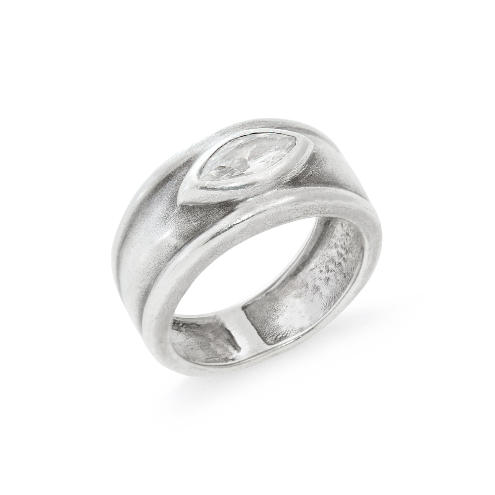 Inel din argint cu aspect antichizat si piatra zirconiu model DiAmanti Tear