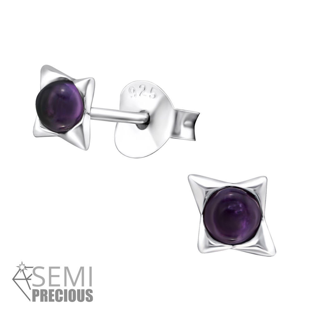 Cercei din argint Star cu Ametist DiAmanti DIA32075-Amethyst