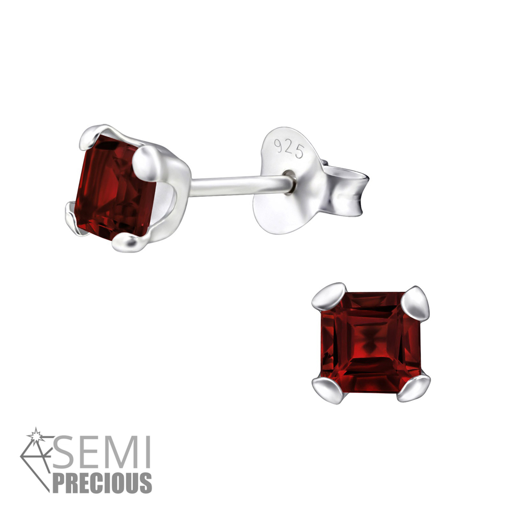 Cercei din argint cu Garnet patrat DiAmanti DIA28313-Garnet